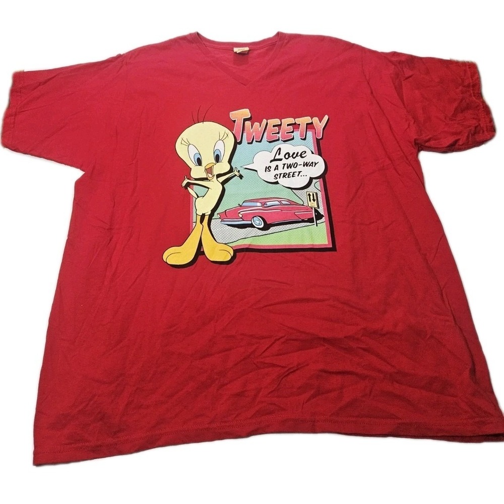 Vintage Tweety Looney Tunes Women's 2X Red Double Sided 1999 Tshirt